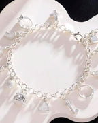 Pulseira Com Pingente Feminina Banhada A Prata 925 E Ouro