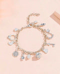 Pulseira Com Pingente Feminina Banhada A Prata 925 E Ouro