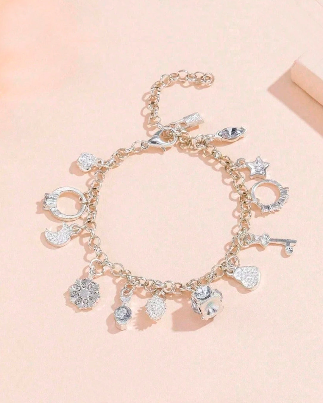 Pulseira Com Pingente Feminina Banhada A Prata 925 E Ouro