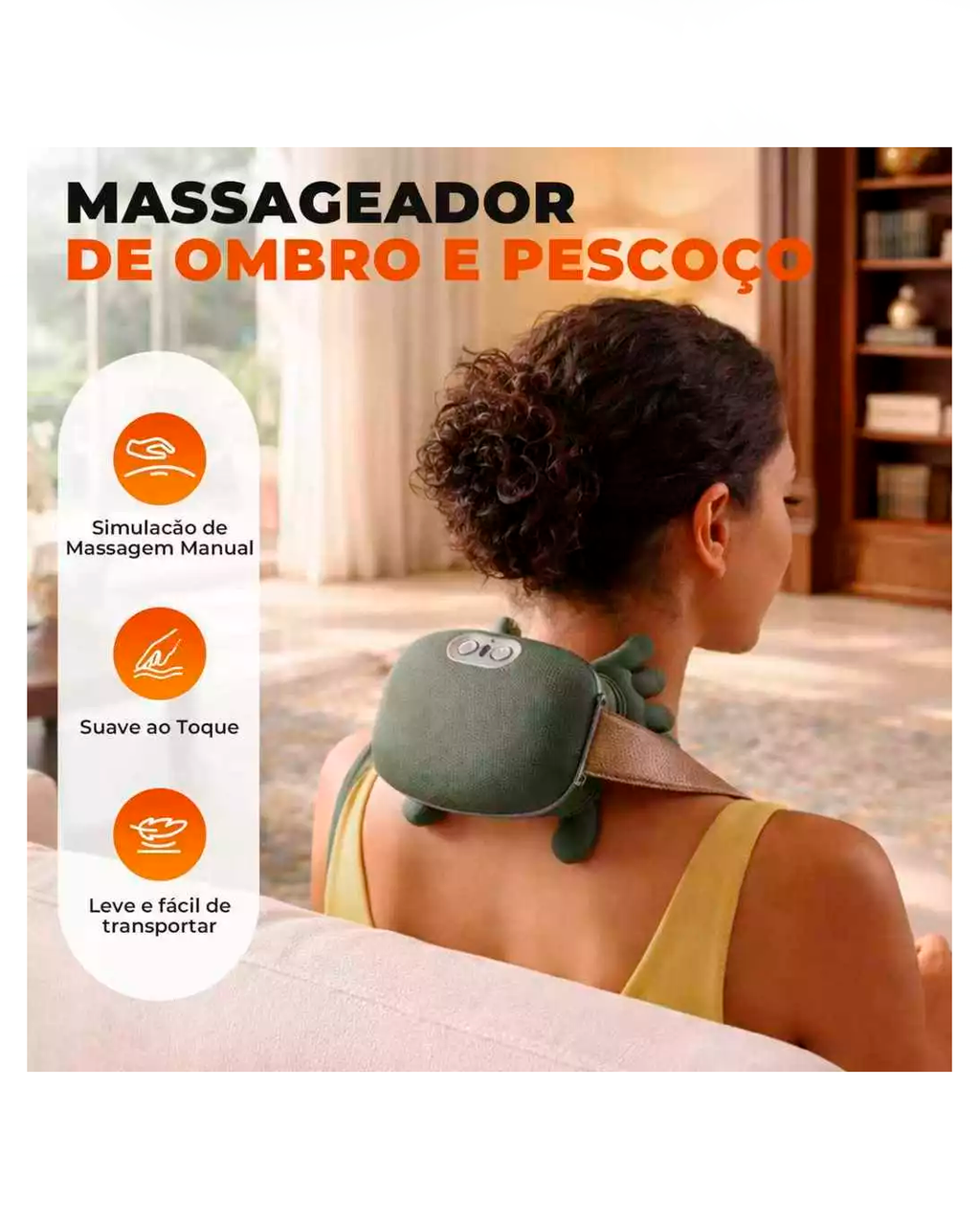 Massageador de Pescoço 8 Pontos Aquecimento Relaxamento Tensão Ombro Mãos