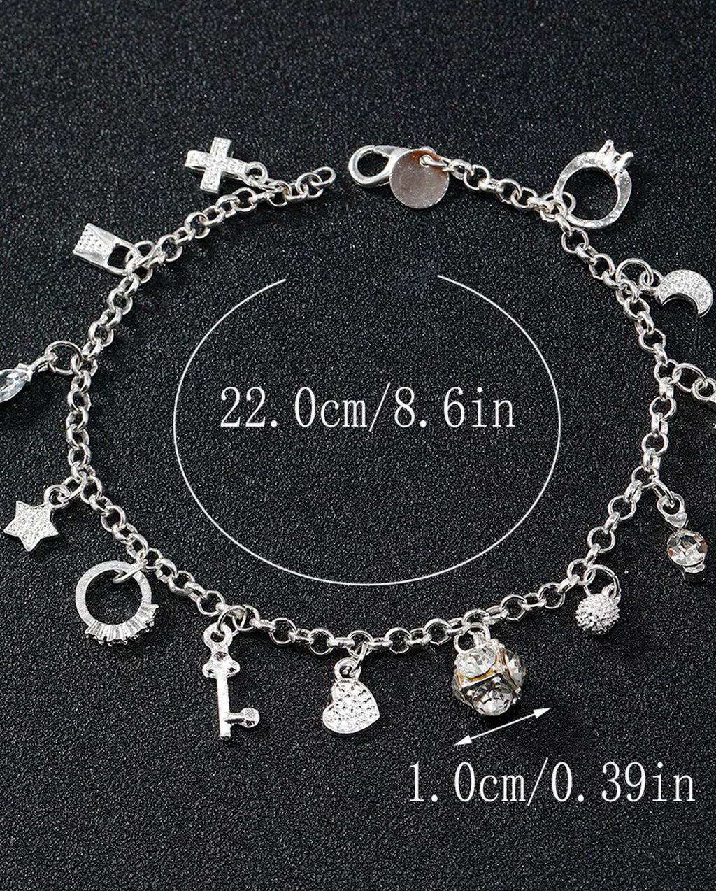 Pulseira Com Pingente Feminina Banhada A Prata 925 E Ouro