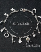 Pulseira Com Pingente Feminina Banhada A Prata 925 E Ouro