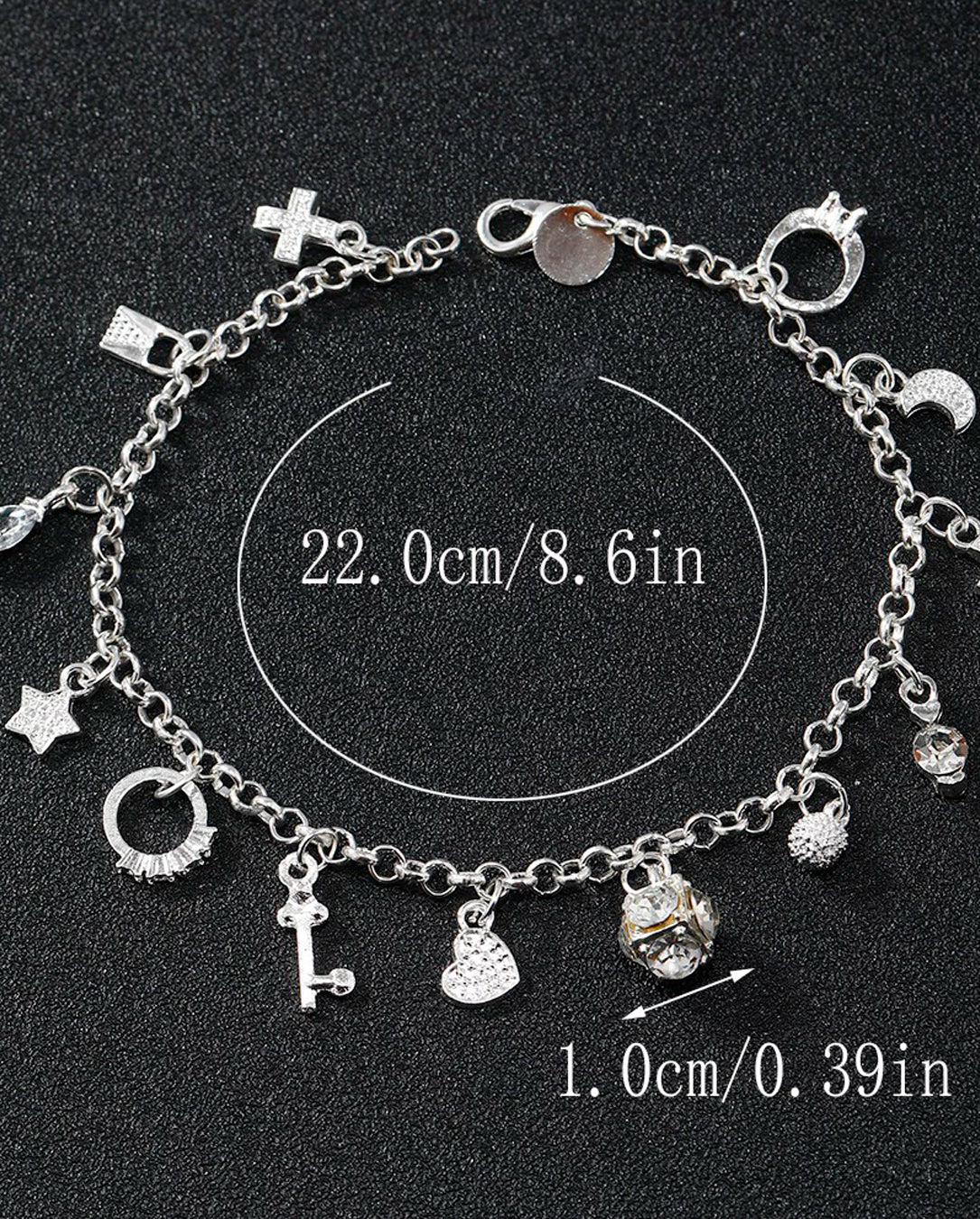 Pulseira Com Pingente Feminina Banhada A Prata 925 E Ouro