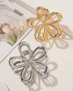 Kit Presilha De Cabelo Desing Em Flor De Metal Com Textura Feminino