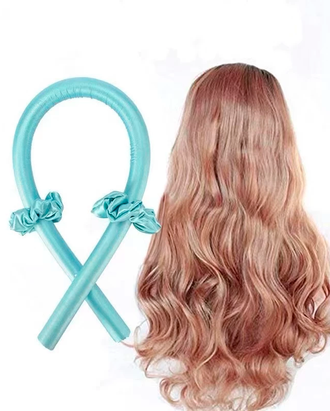 Modelador De Cachos Cabelo Curling Rod Cetim Sem Calor + 2 Scrunchies