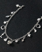 Pulseira Com Pingente Feminina Banhada A Prata 925 E Ouro