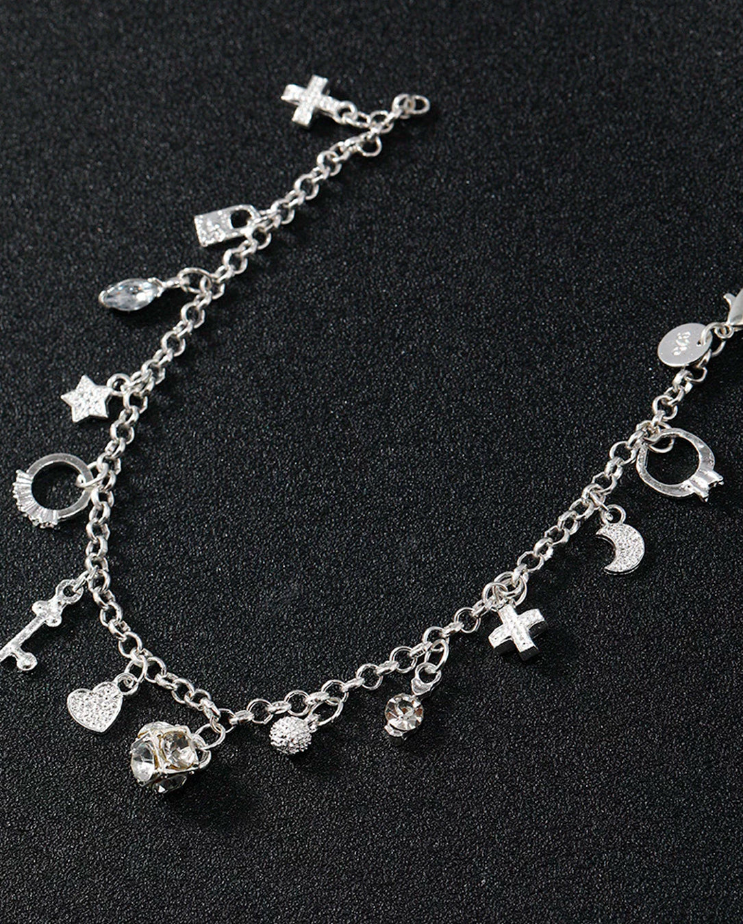 Pulseira Com Pingente Feminina Banhada A Prata 925 E Ouro