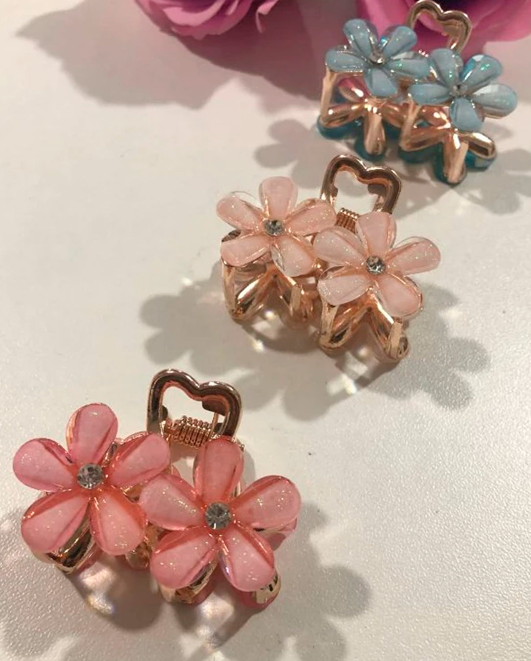 Kit Presilha De Cabelo Meio Amarrado Com Flor De Strass Tamanho Médio