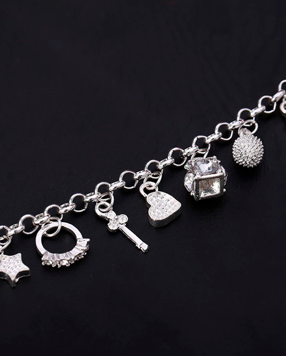 Pulseira Com Pingente Feminina Banhada A Prata 925 E Ouro