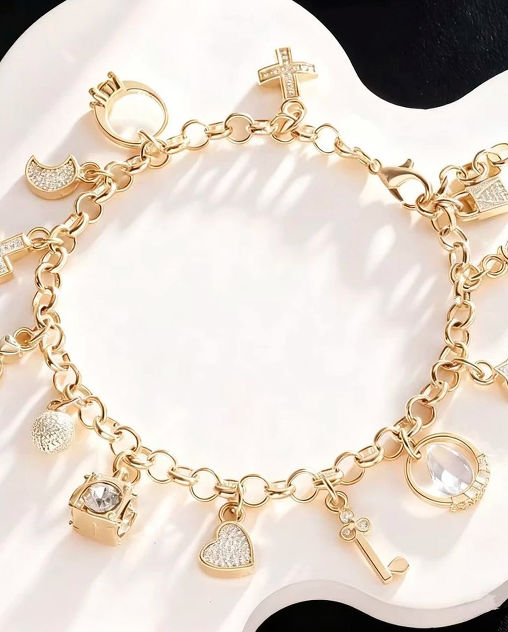 Pulseira Com Pingente Feminina Banhada A Prata 925 E Ouro