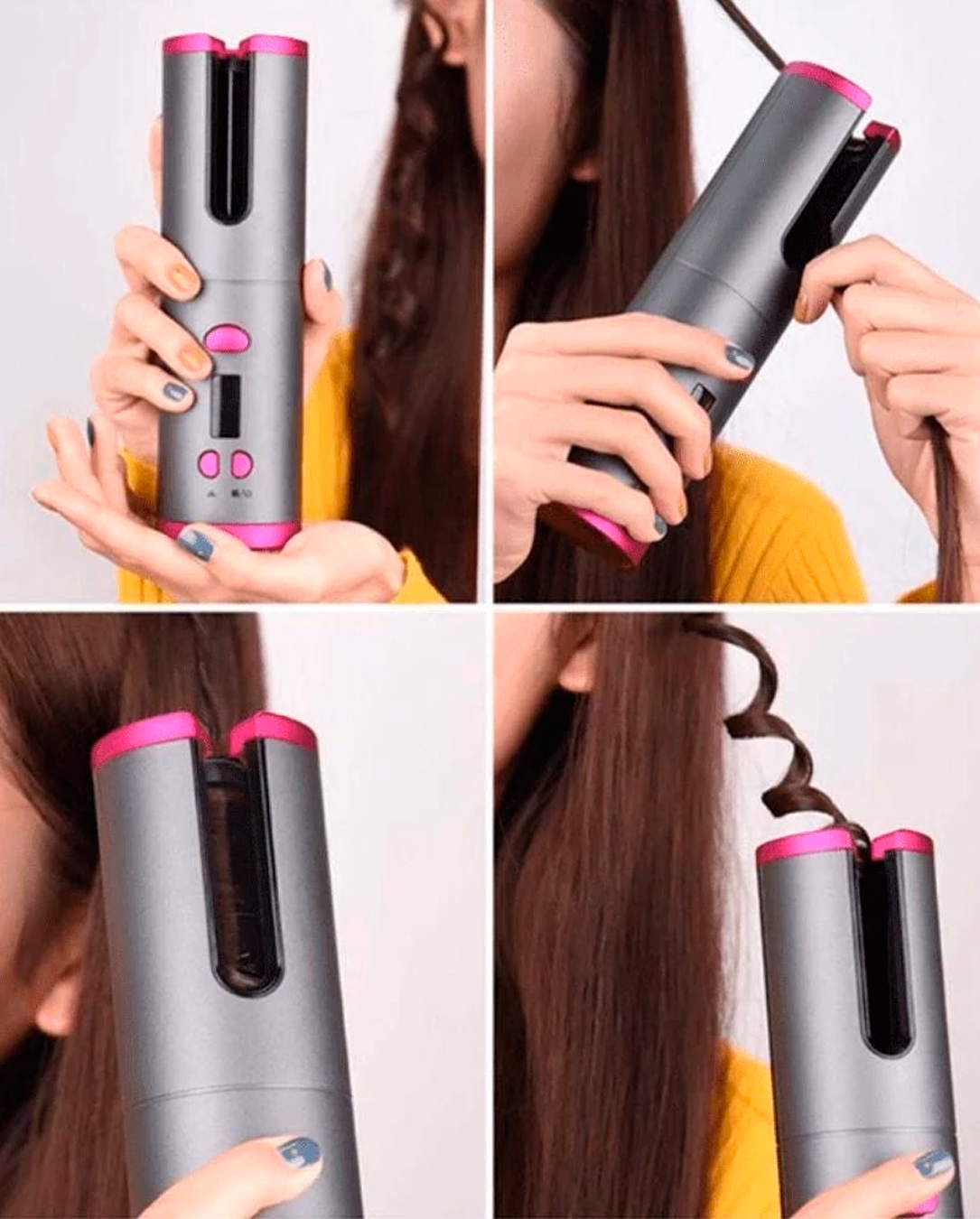 Modelador De Cabelo Automático Sem Fio Com Bateria Recarregável De Cerâmica Embutida Marisa