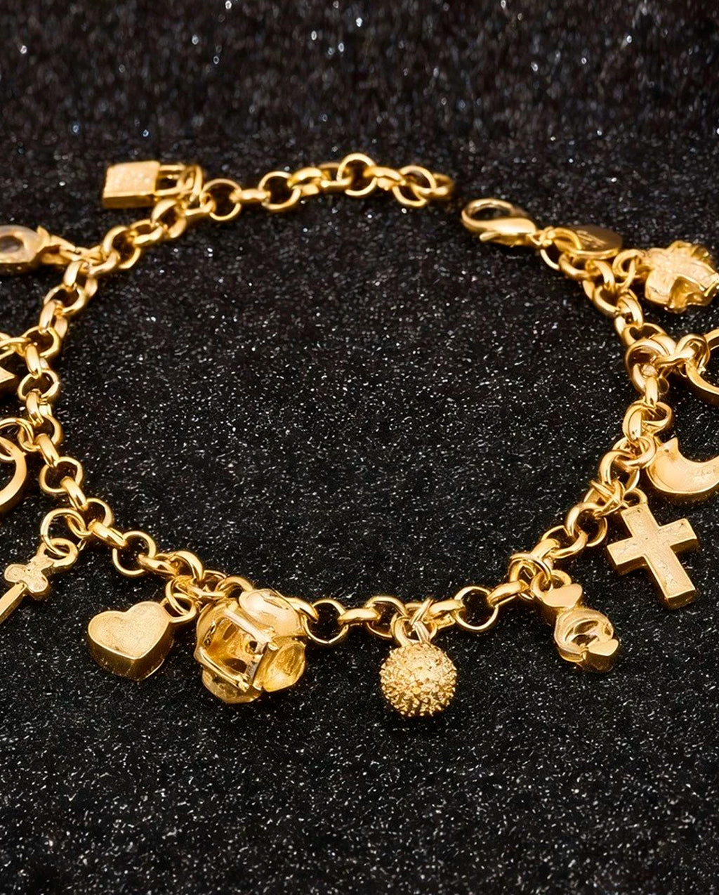 Pulseira Com Pingente Feminina Banhada A Prata 925 E Ouro
