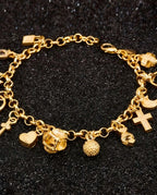 Pulseira Com Pingente Feminina Banhada A Prata 925 E Ouro