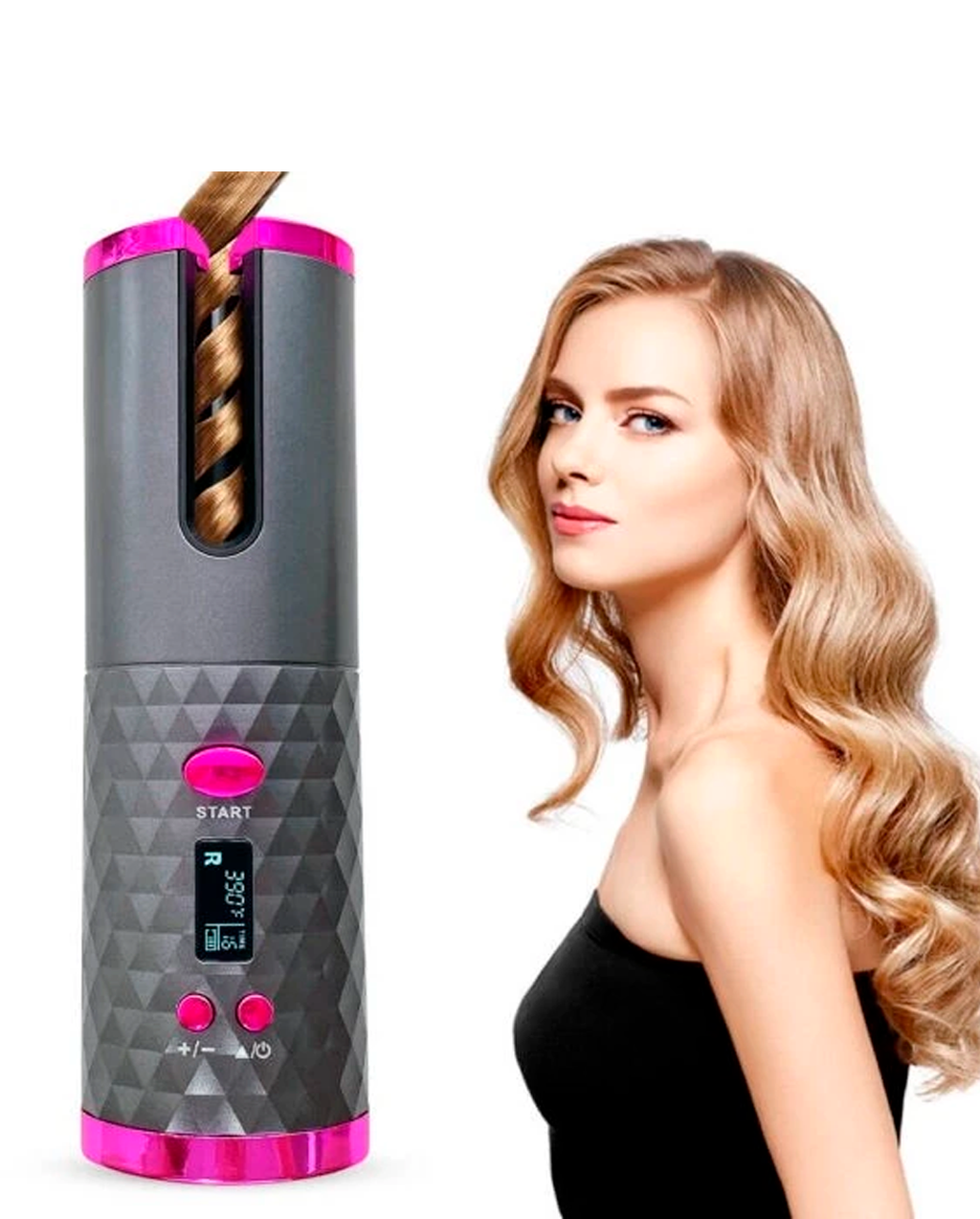 Modelador De Cabelo Automático Sem Fio Com Bateria Recarregável De Cerâmica Embutida Marisa