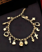 Pulseira Com Pingente Feminina Banhada A Prata 925 E Ouro