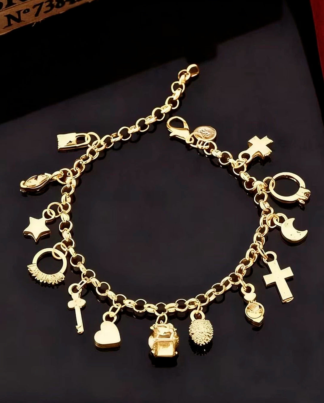 Pulseira Com Pingente Feminina Banhada A Prata 925 E Ouro