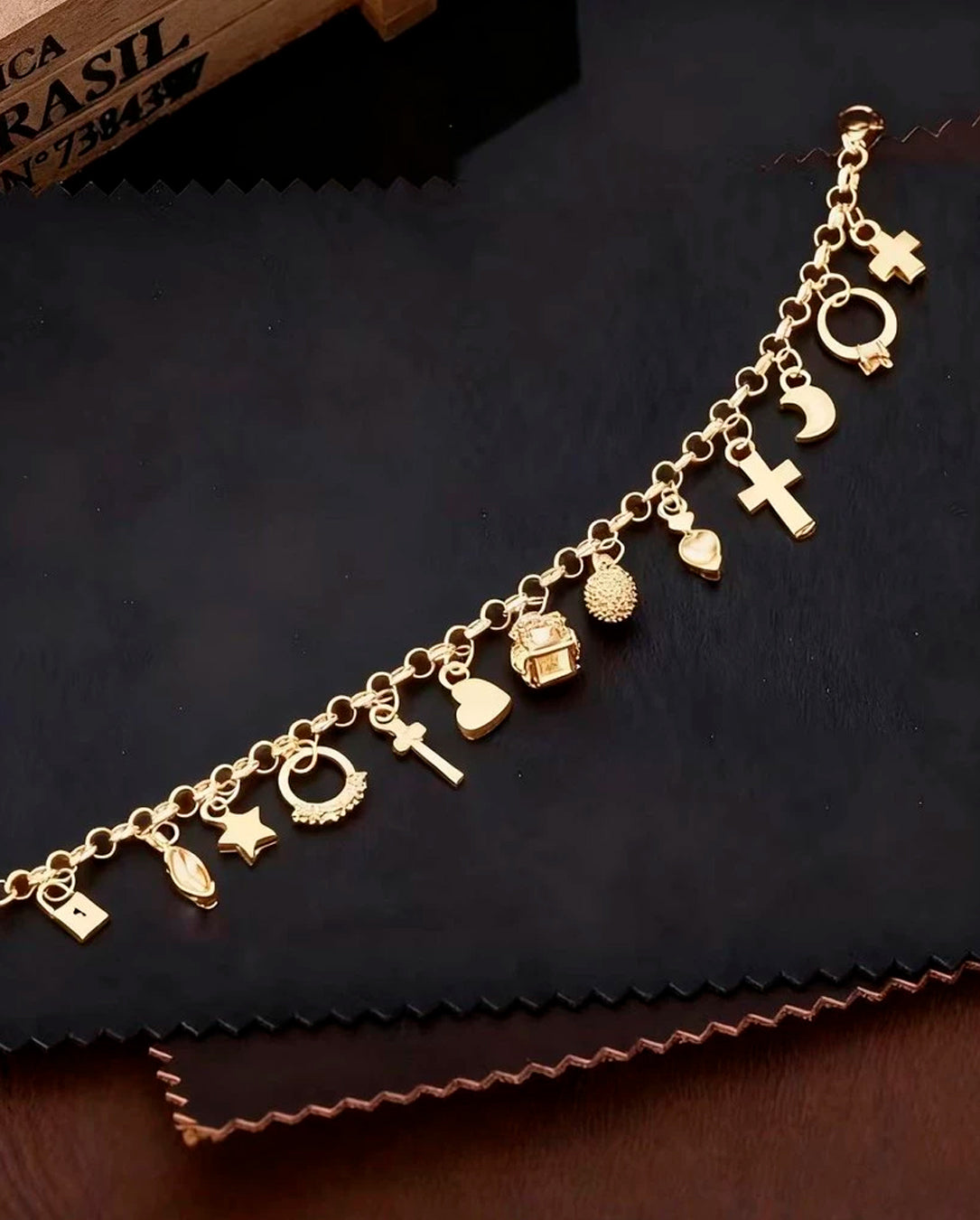 Pulseira Com Pingente Feminina Banhada A Prata 925 E Ouro