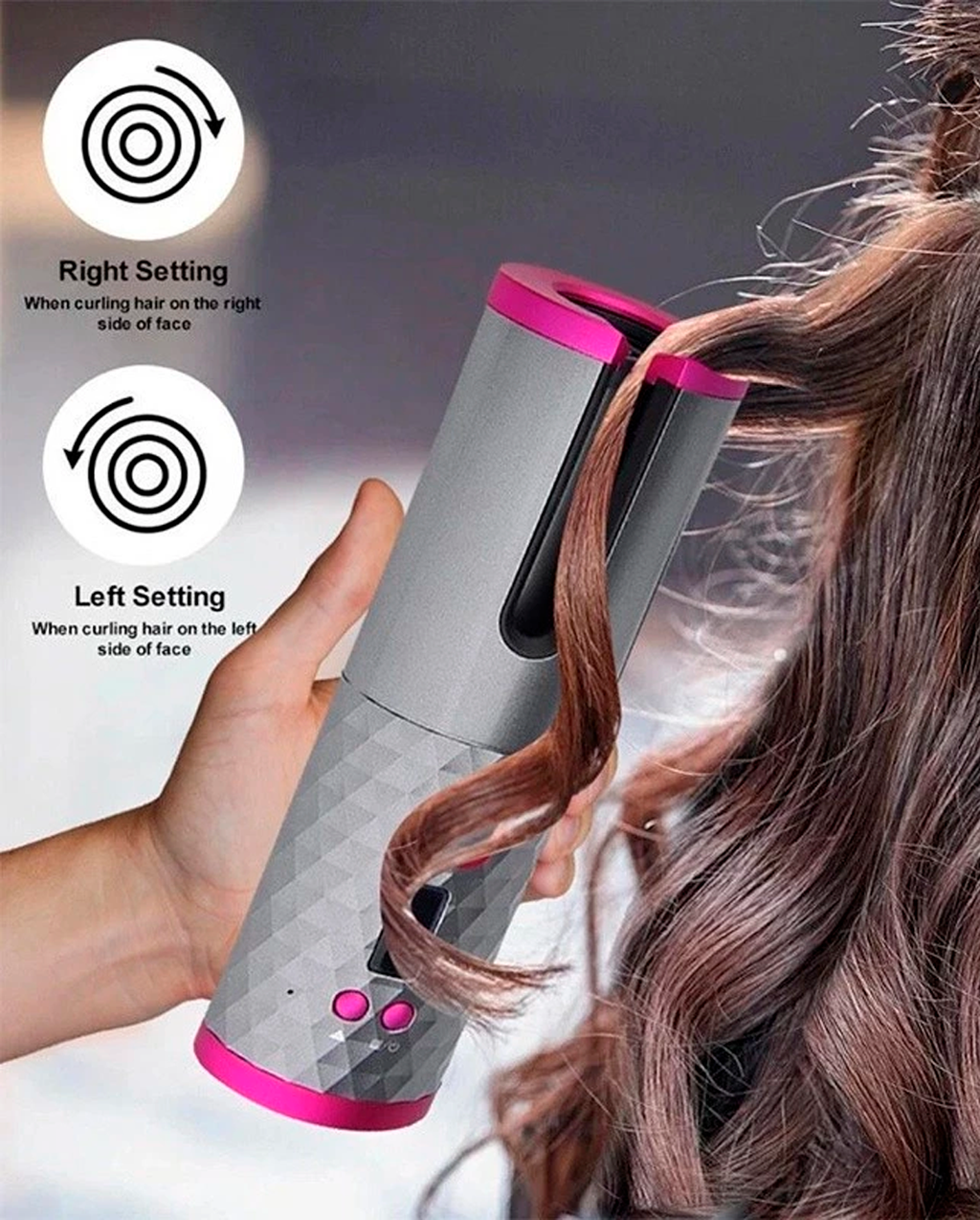Modelador De Cabelo Automático Sem Fio Com Bateria Recarregável De Cerâmica Embutida Marisa