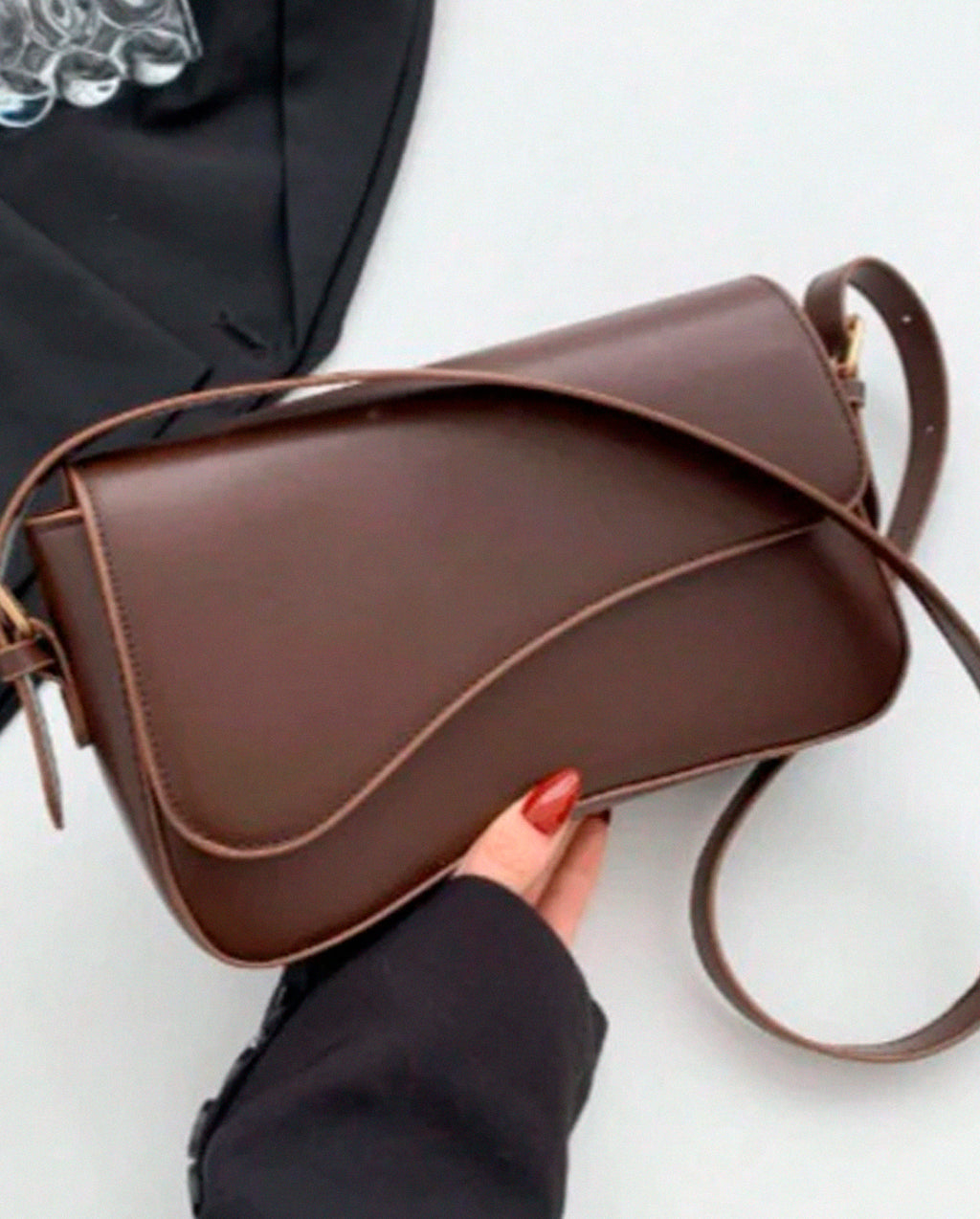 Bolsa Feminina Baguete de Ombro Transversal Alça Regulável Elegante