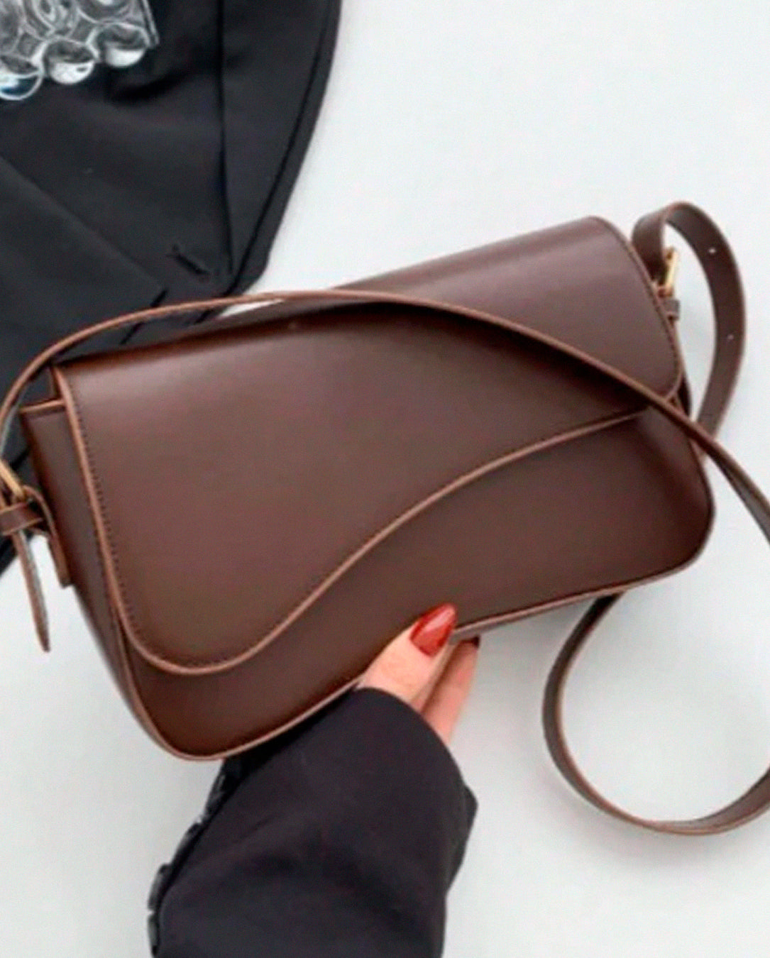 Bolsa Feminina Baguete de Ombro Transversal Alça Regulável Elegante