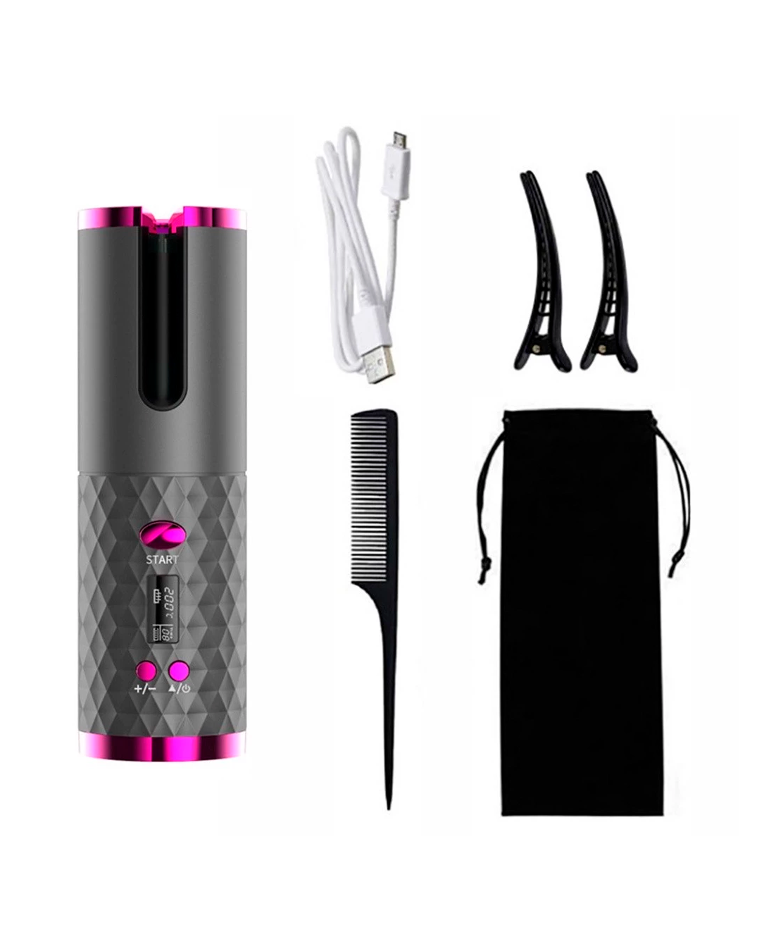 Modelador De Cabelo Automático Sem Fio Com Bateria Recarregável De Cerâmica Embutida Marisa