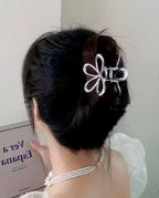 Kit Presilha De Cabelo Desing Em Flor De Metal Com Textura Feminino