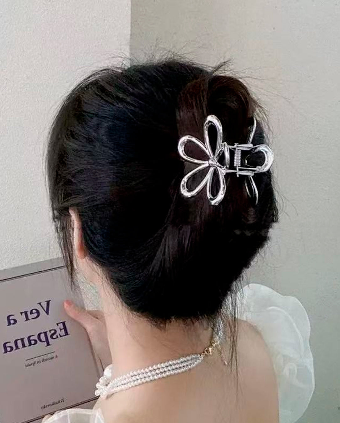 Kit Presilha De Cabelo Desing Em Flor De Metal Com Textura Feminino
