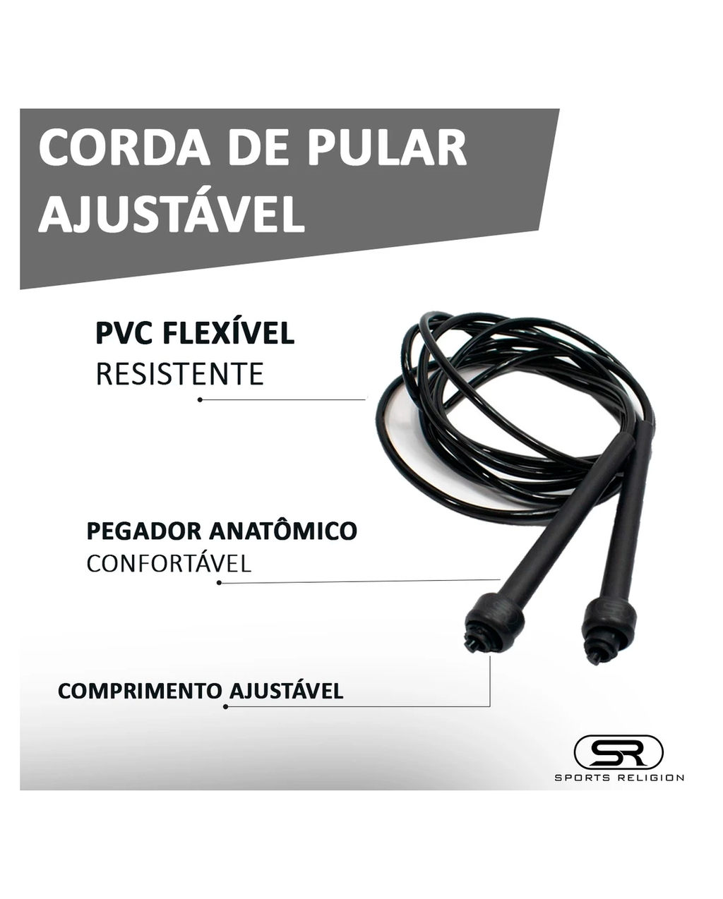 Corda De Pular Ajustável - Academia Funcional Agilidade Material Flexível E Leve