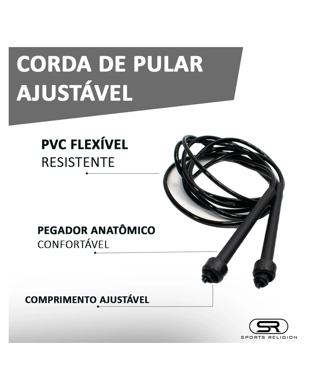 Corda De Pular Ajustável - Academia Funcional Agilidade Material Flexível E Leve