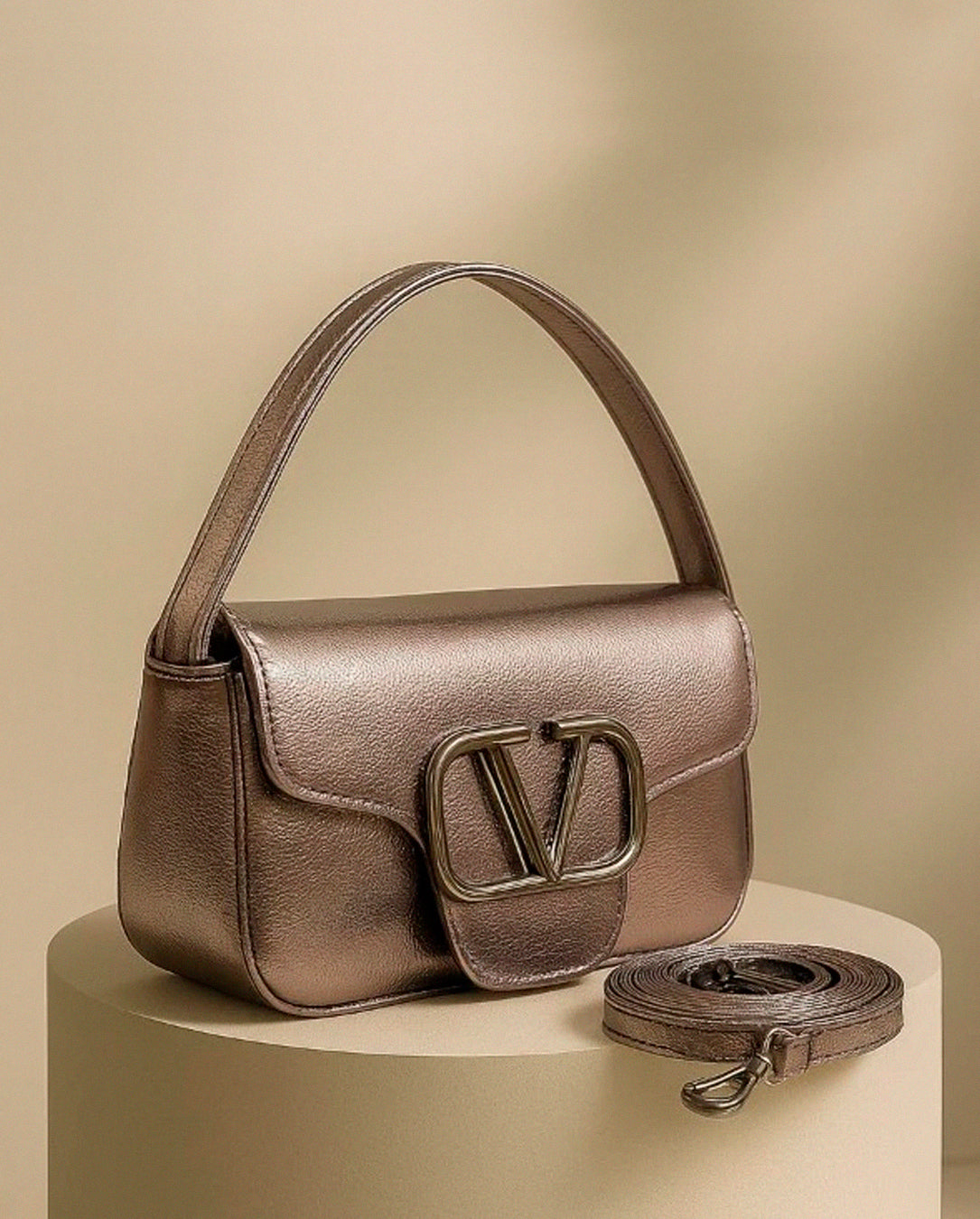 Bolsa Feminina De Mão E Transversal Modelo Elegante V Lux Com 2 Alças