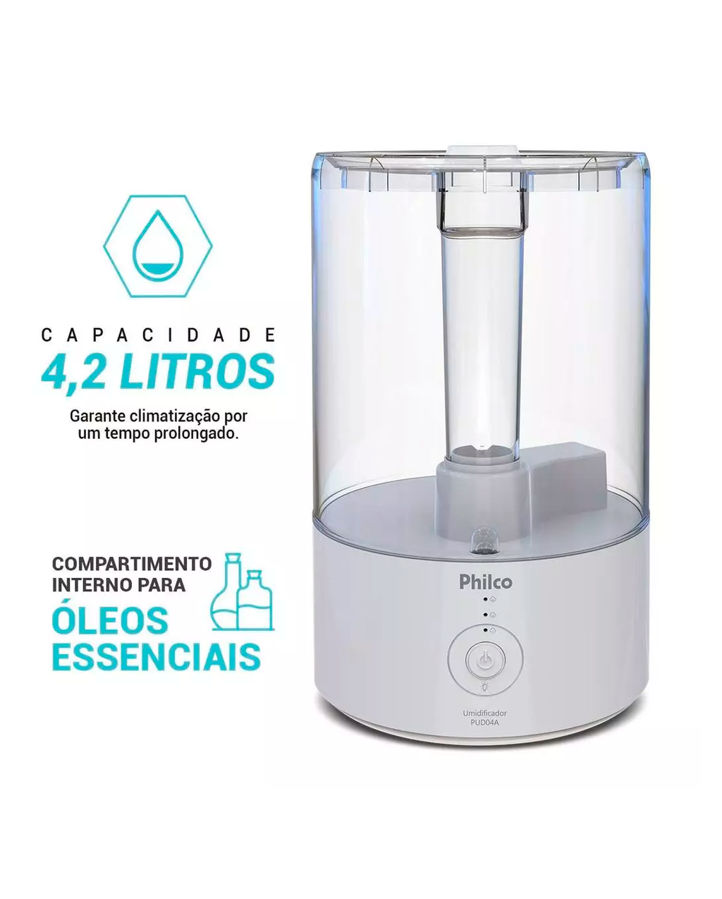 Umidificador 3 em 1 Philco 4,2L Óleos essenciais PUD04A