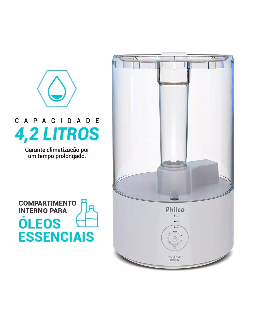 Umidificador 3 em 1 Philco 4,2L Óleos essenciais PUD04A