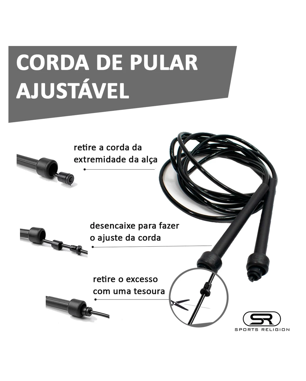 Corda De Pular Ajustável - Academia Funcional Agilidade Material Flexível E Leve
