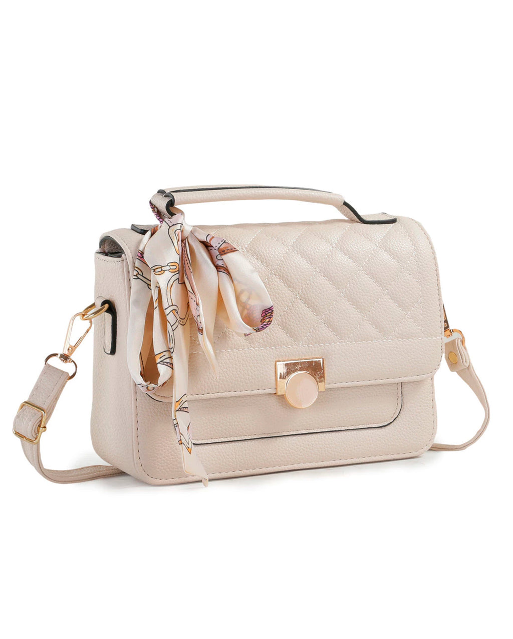 Bolsa De Mão E Transversal Feminina Média Com Lencinho Bau Tiracolo Com Alça Fang