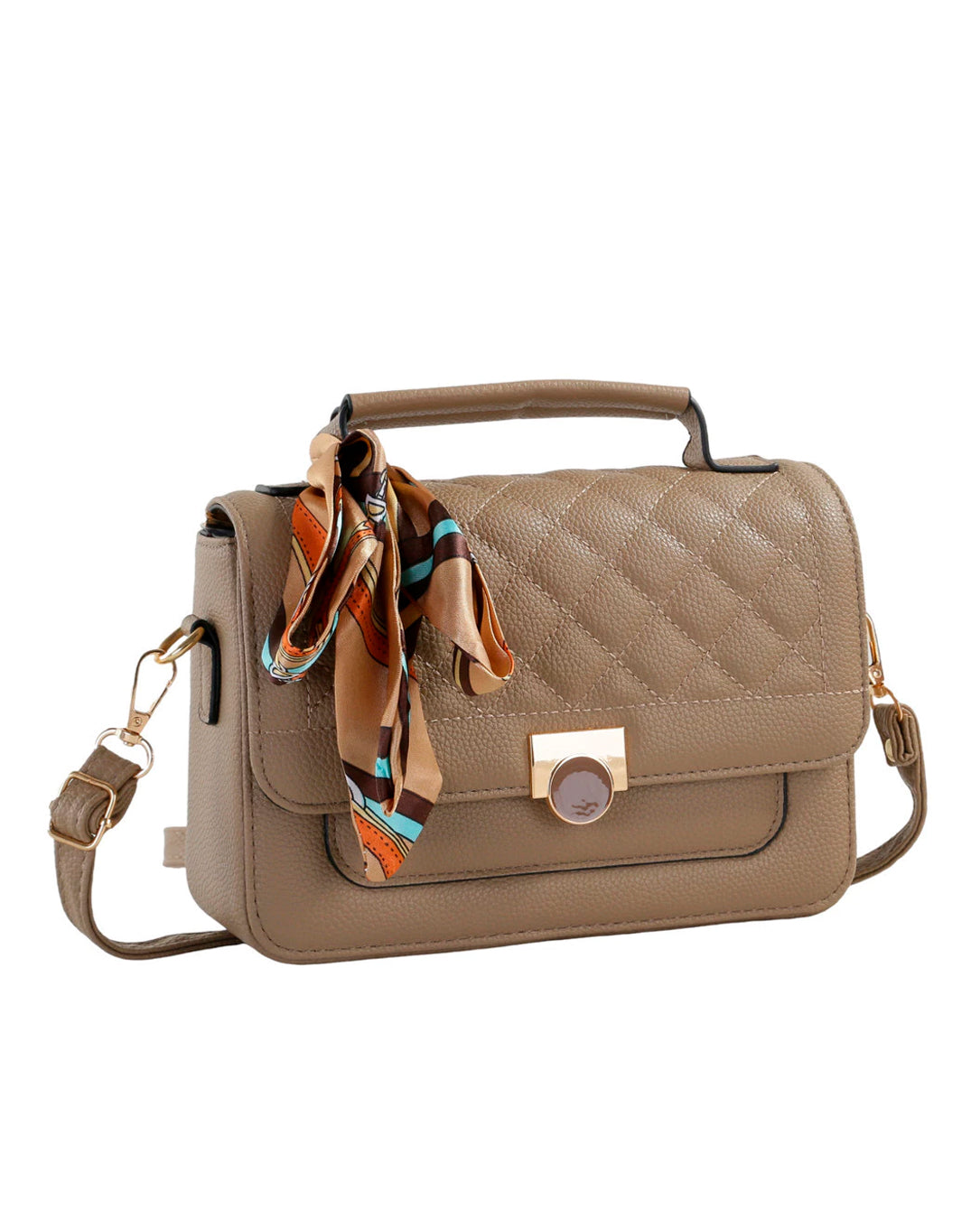 Bolsa De Mão E Transversal Feminina Média Com Lencinho Bau Tiracolo Com Alça Fang