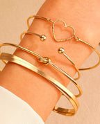 Kit 4 Pulseiras Feminina Conjunto Multicamadas Vintage Banhado A Ouro 18K