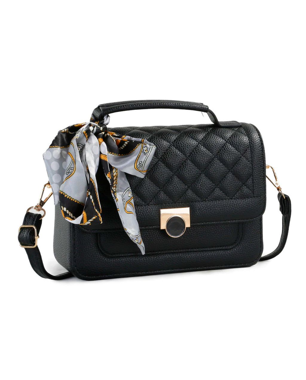 Bolsa De Mão E Transversal Feminina Média Com Lencinho Bau Tiracolo Com Alça Fang