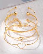Kit 4 Pulseiras Feminina Conjunto Multicamadas Vintage Banhado A Ouro 18K