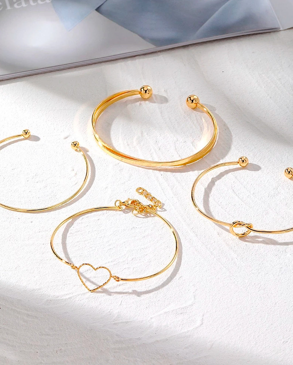 Kit 4 Pulseiras Feminina Conjunto Multicamadas Vintage Banhado A Ouro 18K