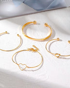 Kit 4 Pulseiras Feminina Conjunto Multicamadas Vintage Banhado A Ouro 18K