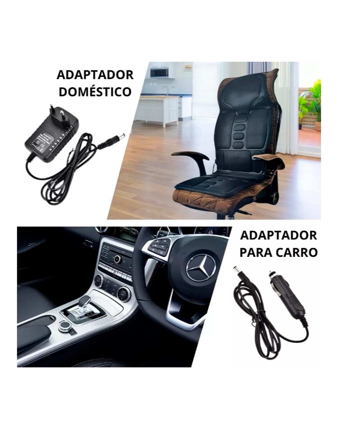 Assento Massageador Elétrico de Lombar e Pescoço com Aquecimento para Carro e Escritório