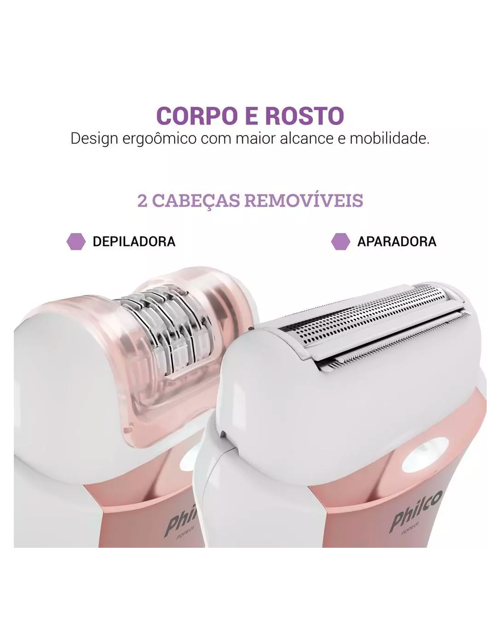 Depilador Philco Bivolt 4 Acessórios Corpo e Rosto PDPE01