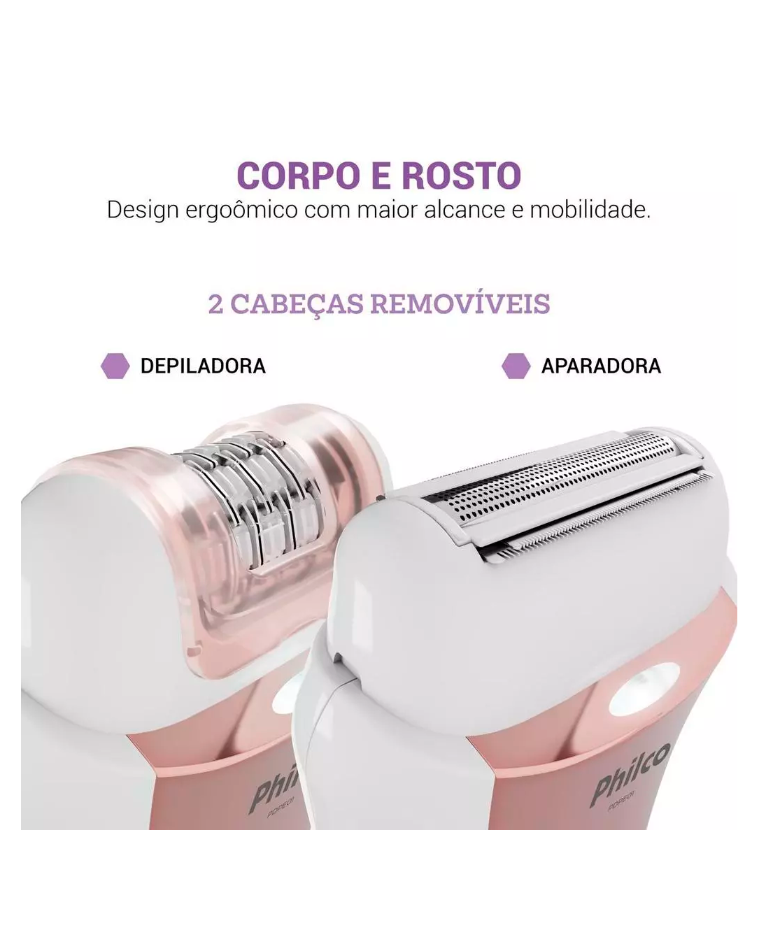 Depilador Philco Bivolt 4 Acessórios Corpo e Rosto PDPE01