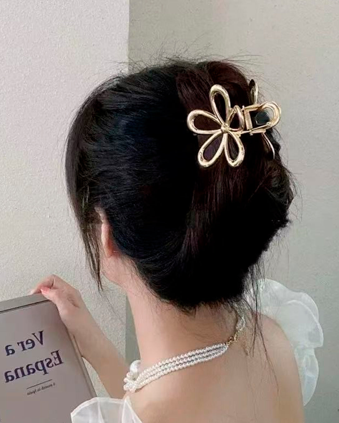 Kit Presilha De Cabelo Desing Em Flor De Metal Com Textura Feminino