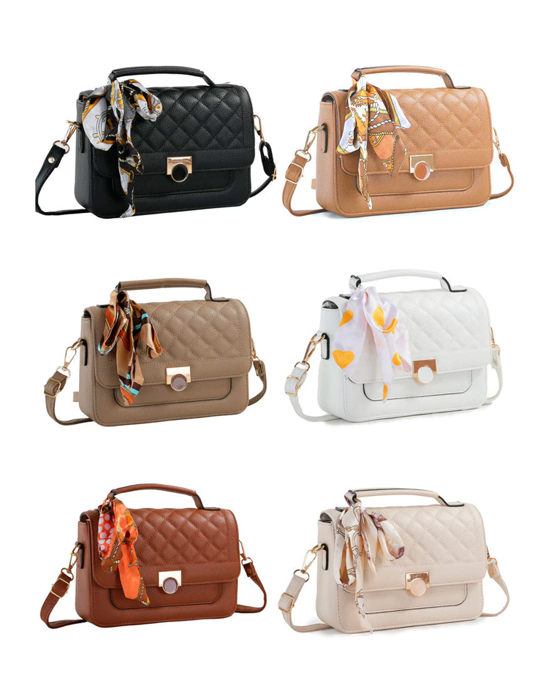 Bolsa De Mão E Transversal Feminina Média Com Lencinho Bau Tiracolo Com Alça Fang