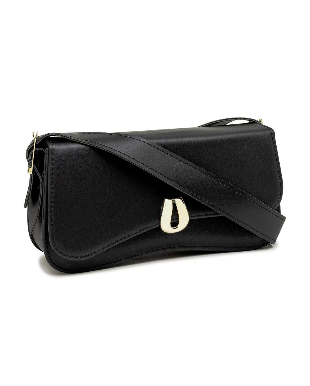 Bolsa Feminina Baguete Transversal De Ombro Em Couro Ecológico