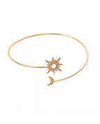 Braçadeira De Metal Com Diamantes De Sol E Lua Ajustável