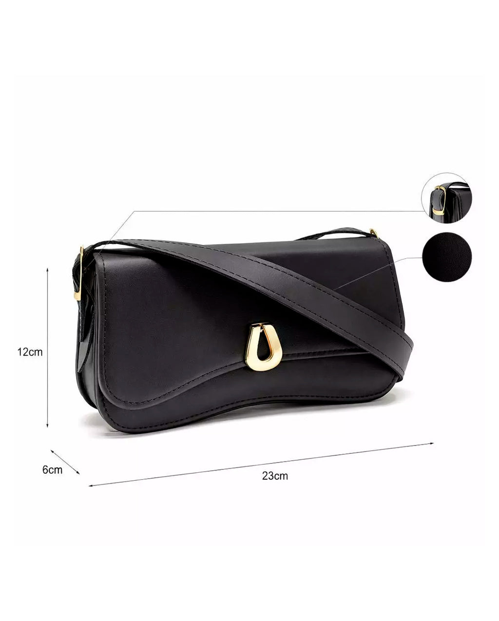 Bolsa Feminina Baguete Transversal De Ombro Em Couro Ecológico