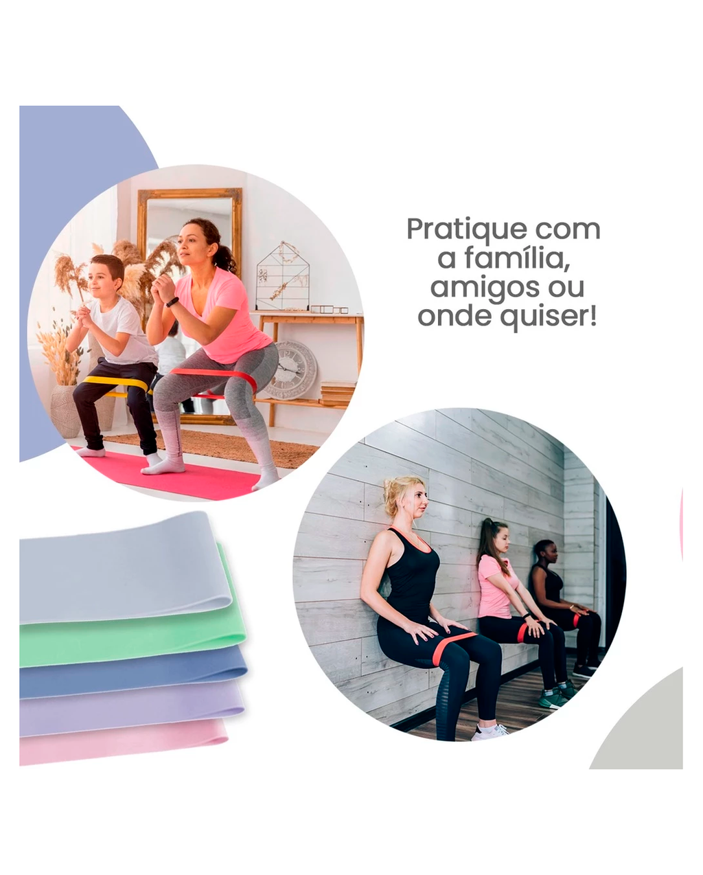 Kit 5 Mini Bands Elástico Exercício Treino Em Casa 5 Níveis