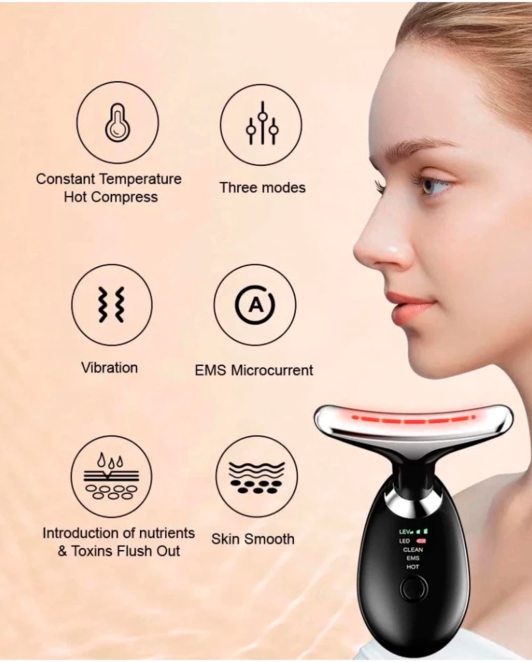 Massageador Golfinho para Tratamento Rejuvenescedor Anti-idade com LED Fototerapia